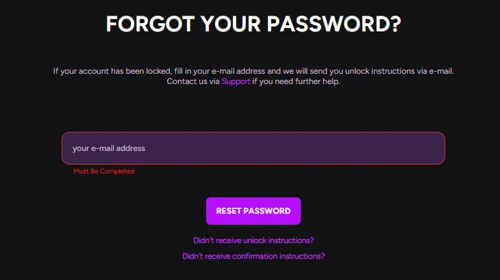Casiny Resset Password